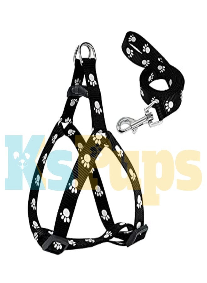KsPups Nylon Adjustable Leash with Harness Set Printed Nylon Puppy Harness for Small & Medium Dogs Colour May Vary (0.5 INCH), Multicoloured - Image 3